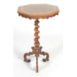 A 19th century rosewood and birdseye maple octagonal shaped occasional table,