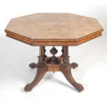 A Victorian walnut octagonal-shaped centre table,