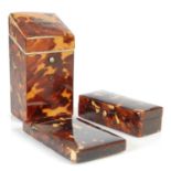 A collection of three George III tortoiseshell boxes,