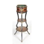 A late 19th century ebonised marquetry and gilt metal mounted jardinière stand,