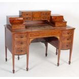 An Edwardian mahogany and marquetry inlaid writing desk,