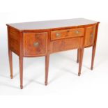 A George III mahogany and satinwood banded bowfront sideboard
