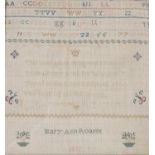 A William IV needlework sampler by Mary Ann Roarer dated 1832,