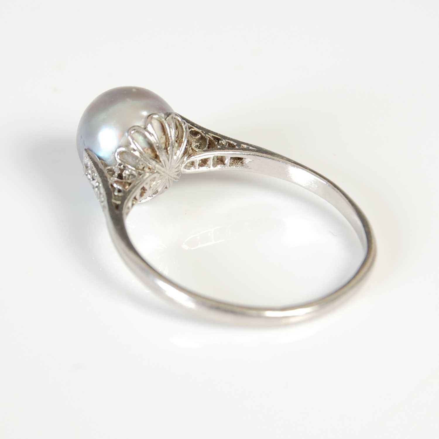 A mid 20th century white metal, pearl and diamond cocktail ring, - Image 4 of 8