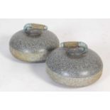 A pair of vintage granite curling stones,