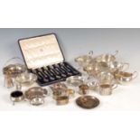 A collection of assorted silver tableware, late 19th / early 20th century,