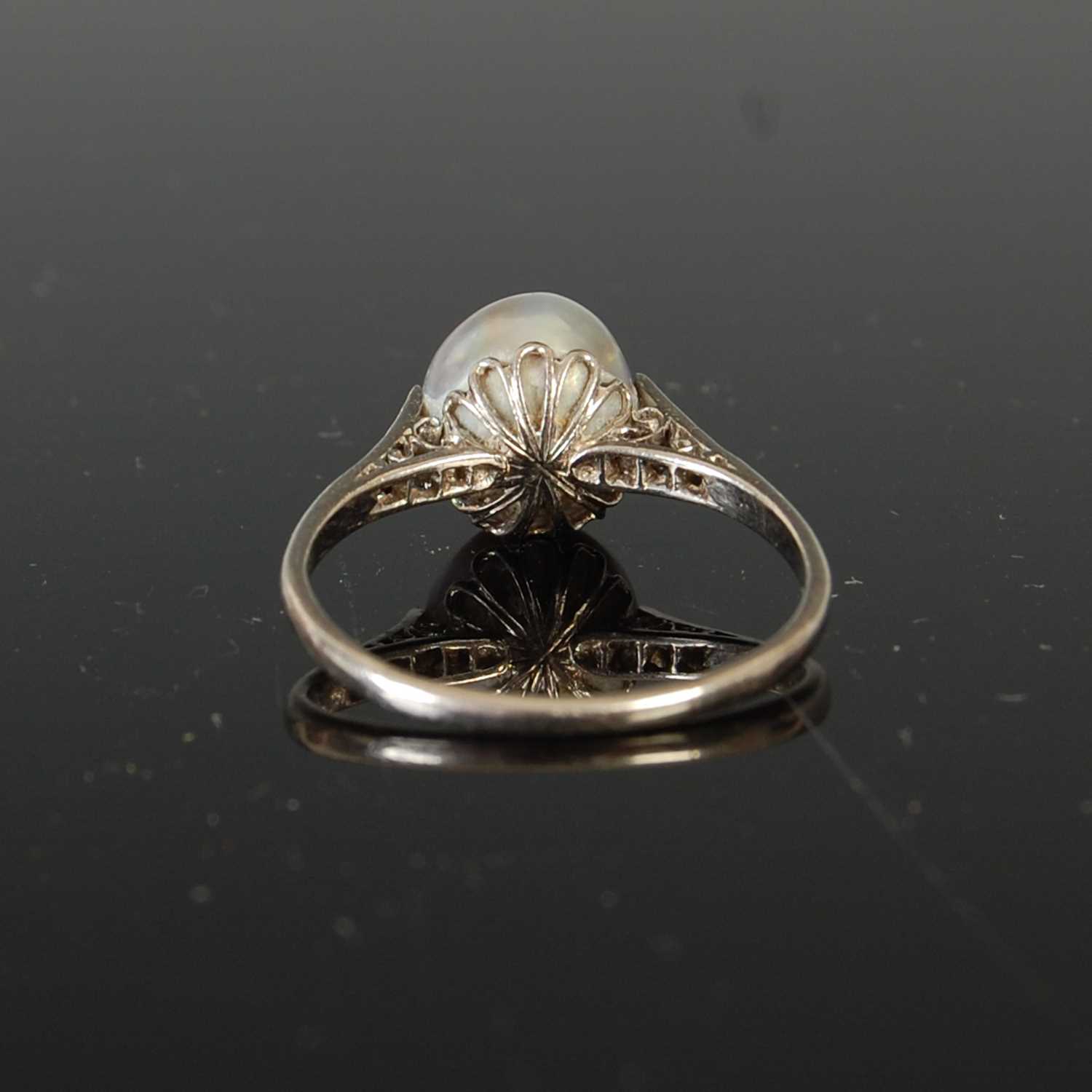 A mid 20th century white metal, pearl and diamond cocktail ring, - Image 6 of 8