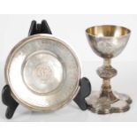 A Victorian silver travelling communion chalice and wafer dish, London, 1865, makers mark of I.K,