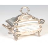 A small 19th century silver twin handled tureen and cover, London, 1856,