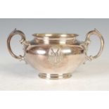 A Victorian silver twin handled sugar bowl, London, 1853,