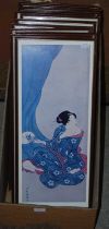 A group of twelve Ukiyo-e prints of Geisha Girls.