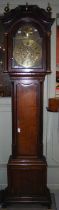 A late 18th/ 19th century oak longcase clock, Samual Thomas, Nantwich, the hood with domed caddy top