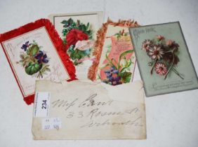 A handwritten envelope inscribed 'Miss Cant, 33 Rossie Street, Arbroath' containing two Victorian