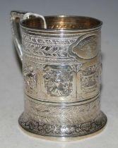 A Victorian silver Signs of the Zodiac christening mug, Glasgow 1883, makers mark of 'JR', bearing