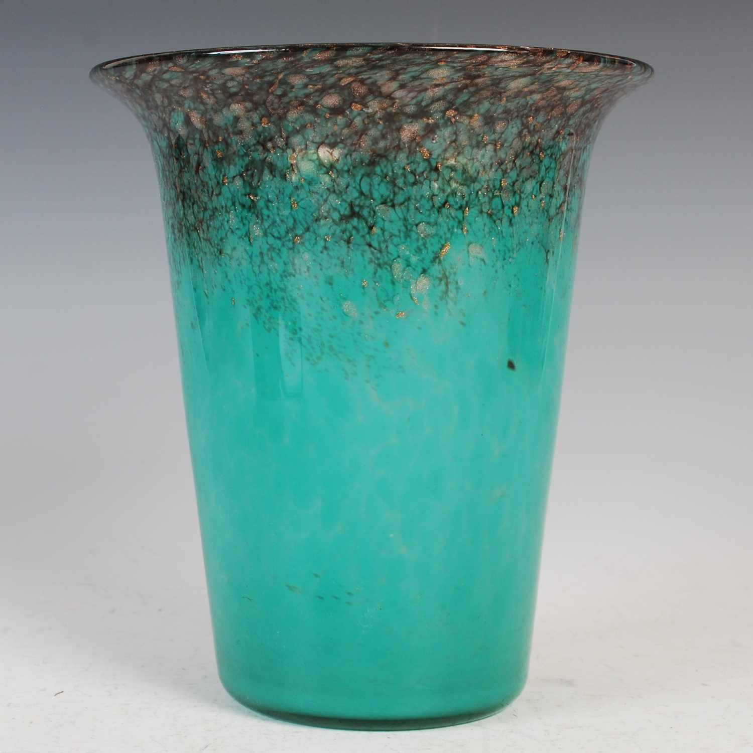 A Monart vase, probably shape PG, mottled black and green with gold-coloured inclusions, 19.5cm - Image 2 of 6