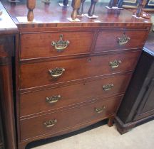 A late 19th century mahogany and rosewood banded inlaid chest of two short over three long graduated