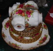 A 'Royal Albert Old Country Roses' part teaset, a transfer printed floral decorated part teaset,