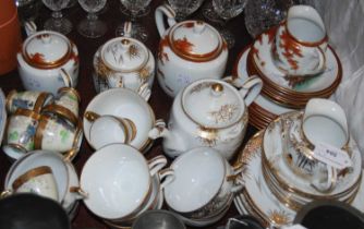 A Noritake part coffee set. together with two other Japanese style part teasets.