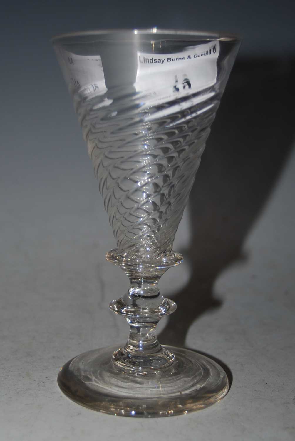 A late 18th/ early 19th century Wrythen ale glass, 13cm high.