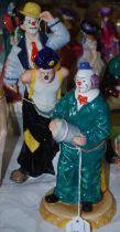 A group of three Royal Doulton clown figures comprising 'Slapdash' HN2277, 'Tip-Toe' HN3293, and '