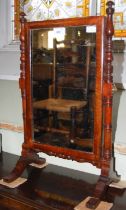 A late 19th/ early 20th century bowfront dressing table mirror centred with one long drawer and