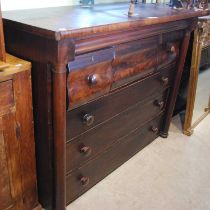 A Victorian mahogany ogee chest of drawers (lacking plinth base).