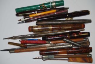 A collection of six assorted vintage fountain pens to include a Sterling silver Sheaffer USA