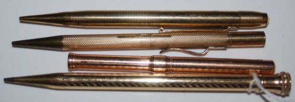 An early 20th century yellow metal combination propelling pencil/ fountain pen, Aikin Lambert &