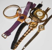 Six assorted vintage ladies wristwatches to include 'Lucerne', 'Ingersoll', 'Elvar', 'Accurist', '