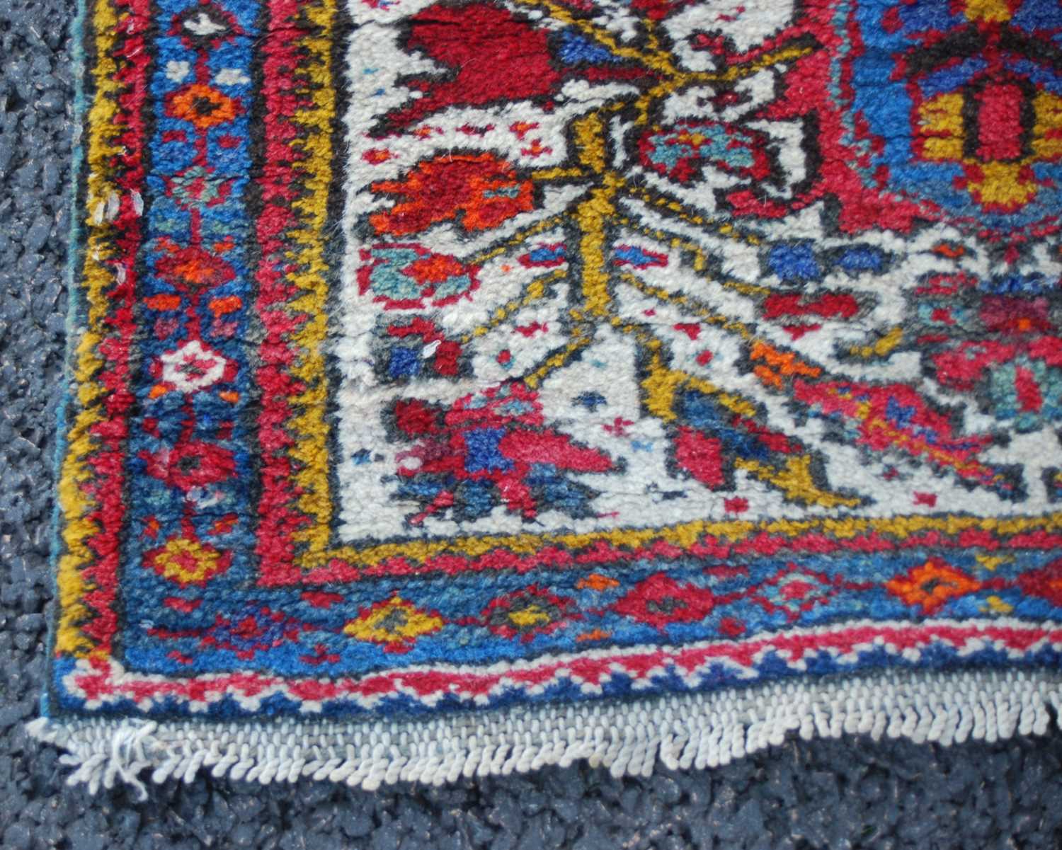 Two small Persian rugs, comprising a brown ground rug decorated with four triangular shaped motifs - Image 3 of 8