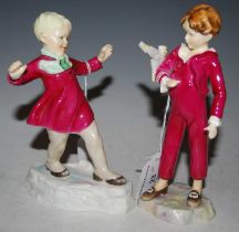 Two Royal Worcester figures modelled by F. G. Doughty, 'January' 3452 and 'The Parakeet' 3087.