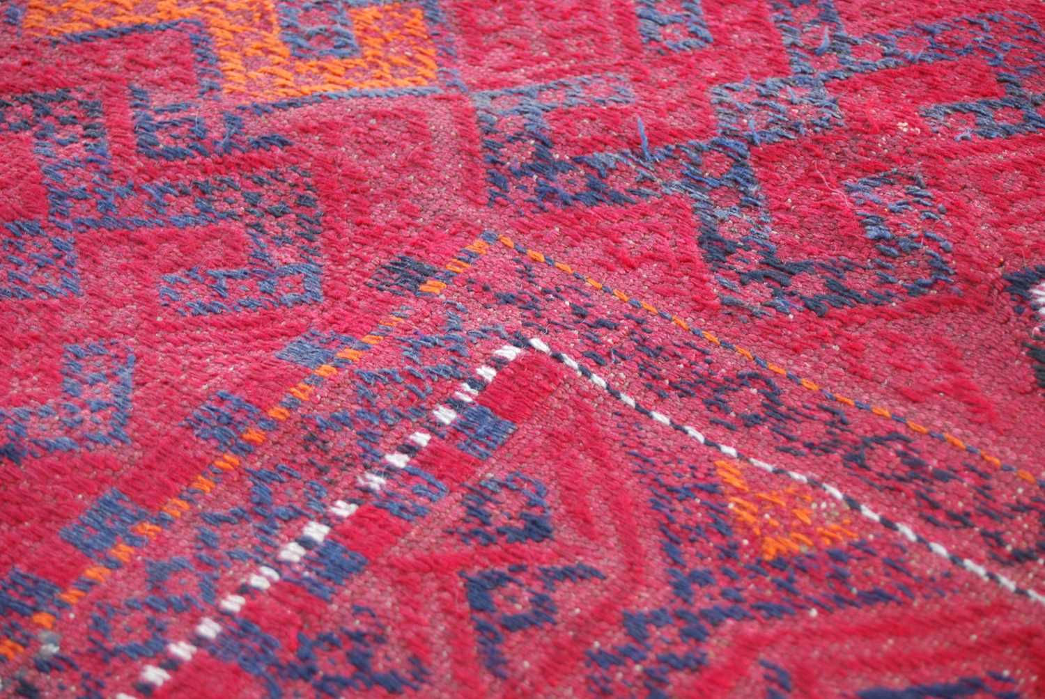 A Persian flatweave long rug, early to mid-20th century, the rectangular field centred with four - Image 6 of 6
