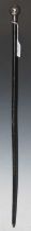 A Birmingham silver mounted riding crop with black leather tapered cylindrical crop section, the