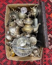 A box of assorted EP and mixed metalware.