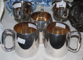 Two Walker & Hall tankards inscribed 'Best Wishes From WPH, Christmas 1954 and 1955', a JT Co.
