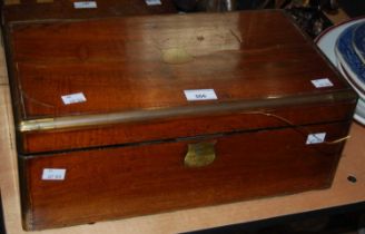 A 19th century mahogany and brass inlaid writing slope.