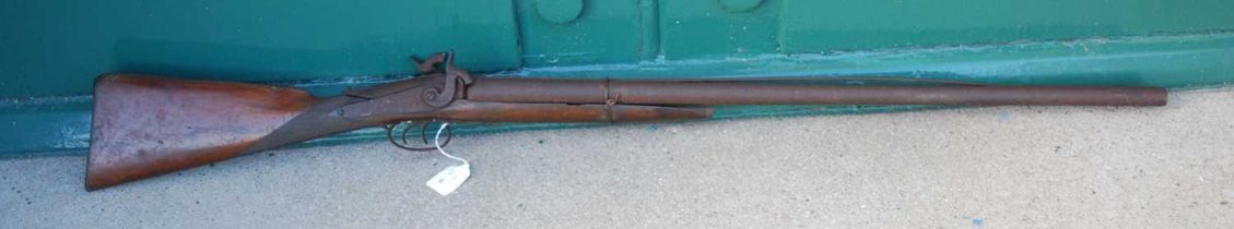 A late 19th / early 20th century double barrel percussion type shotgun.