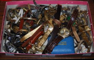 A box of assorted wristwatches to include examples by Lorus, Accurist, Lewiss, Oris, Sekonda,