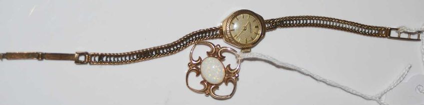 A vintage ladies 9ct gold cased Caravelle wristwatch with 9ct gold strap, together with a yellow
