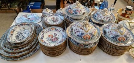 An extensive 19th century Imperial Stone part dinner set, Ellesmere pattern 7081, comprising plates,