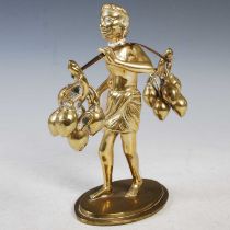 V. Vallipuram & Sons, Negombo, Ceylon, a gilt bronze figure of a farm worker carrying a pole