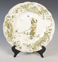 Golfing Interest - A Royal Doulton Picturesque Scenes green printed cabinet plate decorated with a