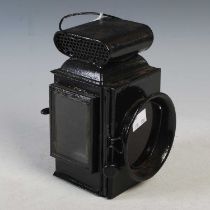 A 19th century black painted carriage type light/ lantern.
