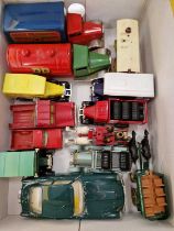Box - Diecast and other collectors vehicles to include a Minick transport truck, a Minick BP fuel