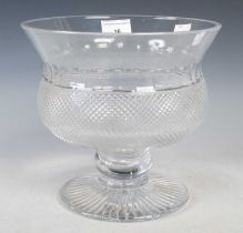 A good quality cut glass fruit bowl with diamond cut detail, 21.5cm high x 23cm diameter.