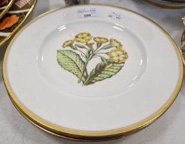 A group of five Royal Worcester cabinet plates designed by A H Williamson, of various floral