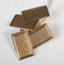 A pair of vintage 9ct gold rectangular cufflinks, 4.6 grams.