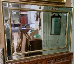 A rectangular bevelled glass wall mirror together with a rectangular gilt framed wall mirror.