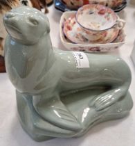 John Skeaping for Wedgwood - a celadon coloured sea lion, impressed marks, 21cm high.