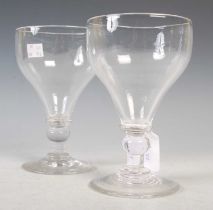 A pair of 19th century clear glass goblets, 16cm high.